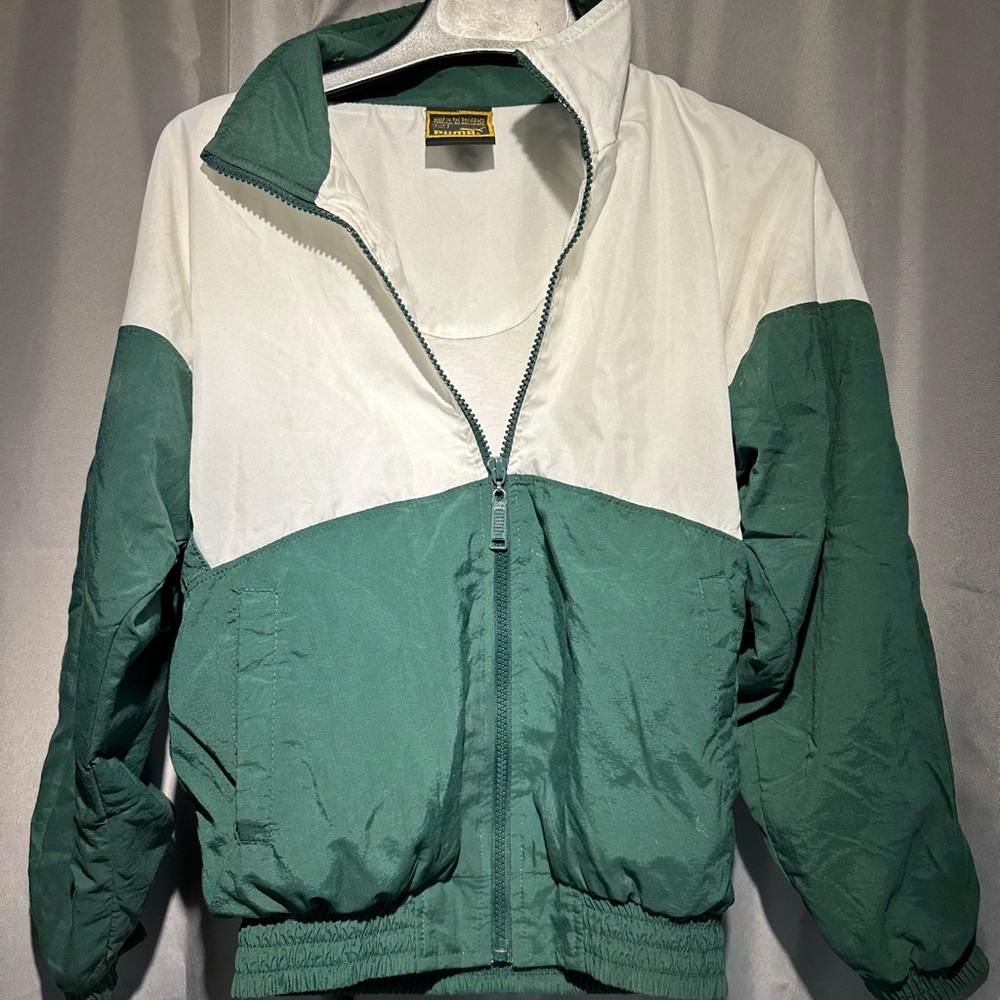 Puma Green and White Jacket kids